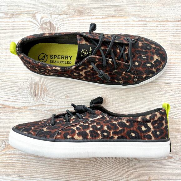 Sperry Crest Vibe Seacycled Cheetah Print Slip‎ On Sneaker | Size 8.5 - Picture 1 of 8